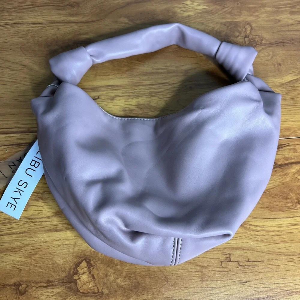 Malibu Skye Handbag Light Pink Vegan Leather Knotted Hobo‎ Shoulder Bag NWT